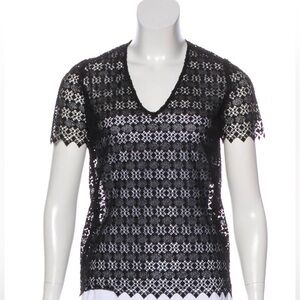 NWT Sandro Paris rigid lace embroidered top